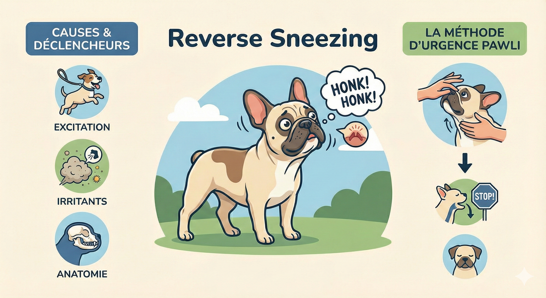 Infographie illustrant le reverse sneezing